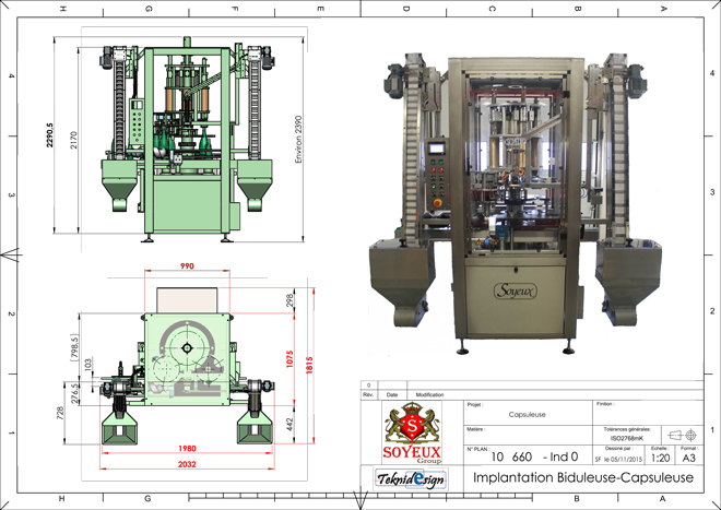 IMPLANTATION Biduleuse / Capsuleuse mécanique rotative